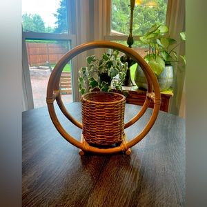 Opalhouse Boho Rattan Wicker Hanging Round Planter